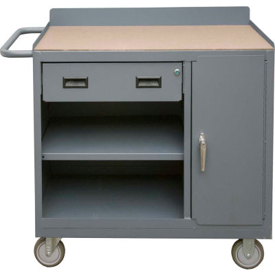 Durham 2212A-TH-LU-95 Mobile Bench Cabinet 1 Drawer & Square Edge Top 41-7/8"W x 18-1/8"D x 38-1/2"H