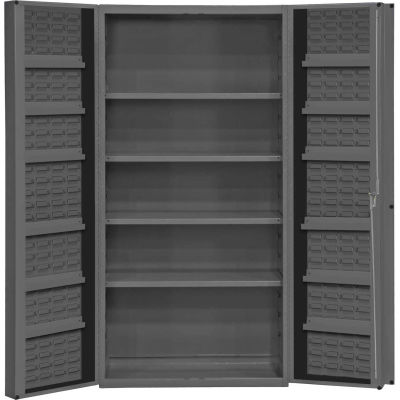 Durham 14 Gauge Steel 4-Shelf & 14 Door-Shelf Storage Bin Cabinet, 36"W x 24"D x 72"H