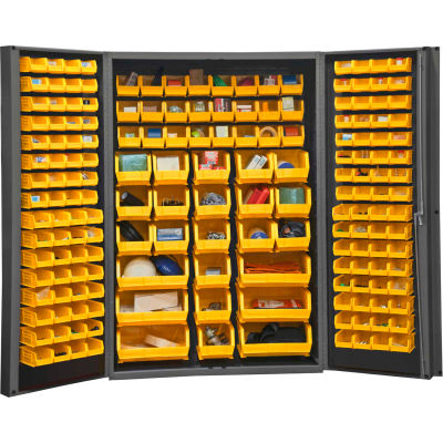 Durham Storage Bin Cabinet DC48-176-95 - 176 Yellow Hook-on Bins 48" x 24" x 72"