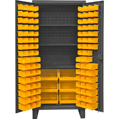 Durham Bin Cabinet HDC36-102-3S95 - 12 Gauge With 102 Hook-On Bins & Shelves, 36"W x 24"D x 78"H