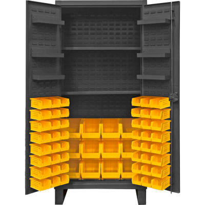 Durham Bin Cabinet HDC36-60-2S6D95 - With 60 Hook-On Bins & Shelves, 36"W x 24"D x 78"H
