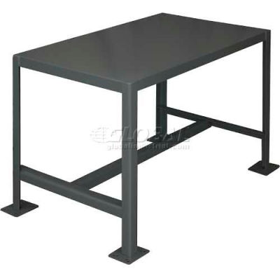 Durham Mfg. Stationary Machine Table W/ Shelf, Steel Square Edge, 24"W x 18"D x 18"H, Gray