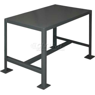 Durham Mfg. Stationary Machine Table W/ Shelf, Steel Square Edge, 36"W x 24"D x 42"H, Gray