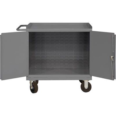 Durham Mfg. Mobile Bench Cabinet Without Bins, 36"W x 24"D, Gray