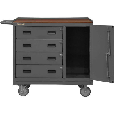 Durham Mobile Bench WorkStation - Shop Top, Locking Door & 4 Drawers - 42-1/8 x 24-1/4 x 36-3/8