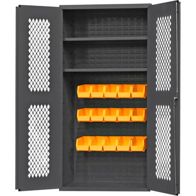 Durham Expanded Metal Door Bin Cabinet EMDC36182S15B95 - 15 Bins 2 Shelves 36"W x 18"D x 72"H