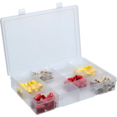 Durham Large Plastic Compartment Box LP16-CLEAR - 16 Compartments, 13-1/8x9x2-5/16 - Pkg Qty 5