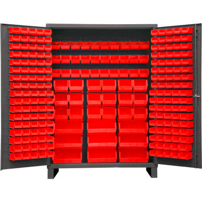 Global Industrial™ Bin Cabinet Flush Door - 227 Red Bins, 16 Ga All ...