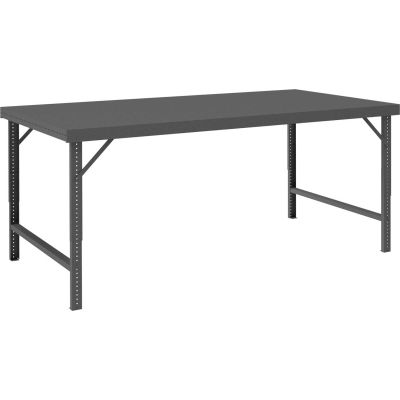 Durham Mfg. Assembly Workbench, Steel Square Edge, 96"W x 48"D, Gray