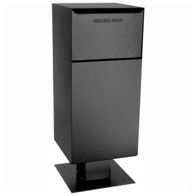 dVault Deposit Vault Mailbox and Parcel Drop with Pedestal DVCS0030 - Rear Access - Black