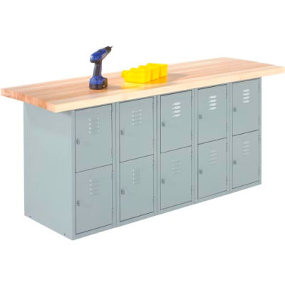 Wall & Island Bench - 8' x 2' - Gray