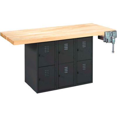 2-Station Workbench W/ 1 Vise - Black