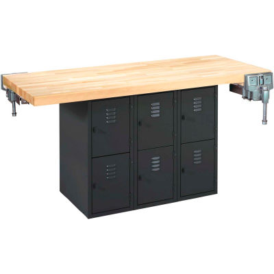 2-Station Workbench W/ 2 Vises - Black