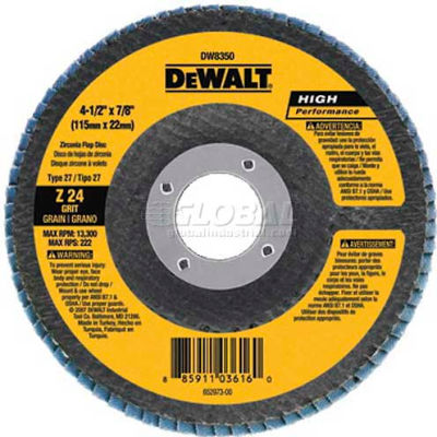 DeWalt DW8352 Flap Disc Type 27 4-1/2" x 7/8" 60 Grit Zirconia - Pkg Qty 10