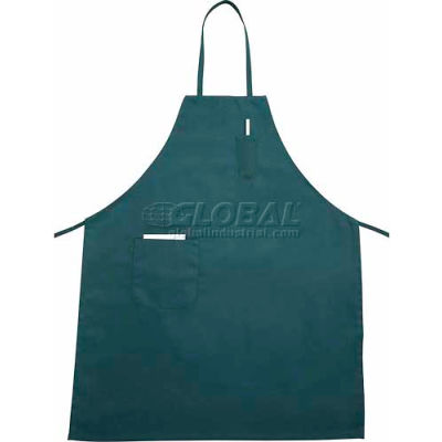 Winco BA-PGN Full Length Bib Apron with Pocket, Green, 31"x26" - Pkg Qty 12