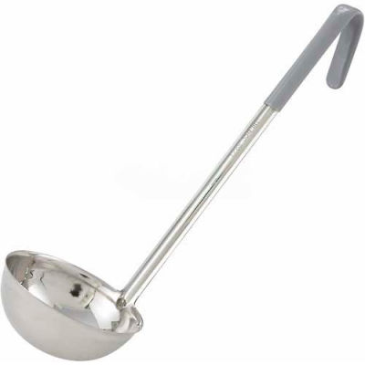 Winco LDC-12 Single Piece Ladle, 12 oz, Grey, 12-1/2", Stainless Steel - Pkg Qty 12