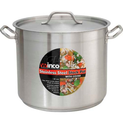 Winco SST-24 Stock Pot W/ Cover, 24 Qt.
