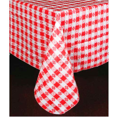 Winco TBCS-52R Checkered Table Cloth , 52"L, 52"W, PVC W/ Flannel Backing, Square, Red & White - Pkg Qty 24