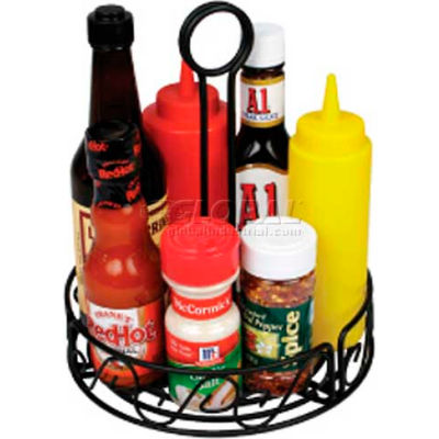 Winco WBKH-6R Round Black Wire Condiment Caddy - Pkg Qty 24