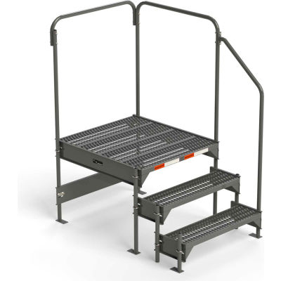 EGA Steel Custom Work Platform, 36" W x 39" D x 27" H, 3-Step, Gray, 500 lb. Cap. - CW7-27-3-3