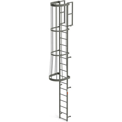 Ladders | Fixed Access Ladders | EGA Steel Fixed Cage Ladder, 16 Step ...