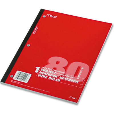 Mead® Single Subject Notebooks 05222, 8" x 10-1/2", 80 Sheets/Pad, 1 Pad/Pack