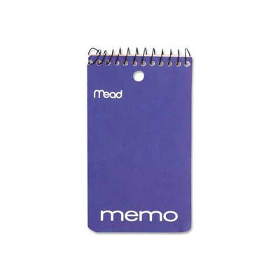 Mead® Coil Memo Notebook, 3" x 5", College Ruled, Top Wirebound, White, 60 Sheets/Pad