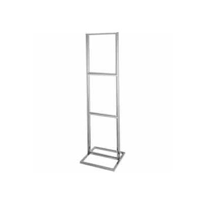 22" x 28" Triple Bulletin Sign Holder w/ Rectangular Tubing Base - Chrome