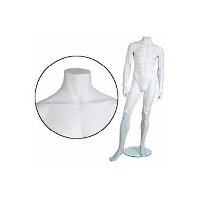 Male Mannequin - Headless, Hands by Side, Right Leg Forward - Cameo White