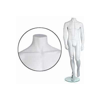 Male Mannequin - Headless, Hands by Side, Left Leg Back - Cameo White