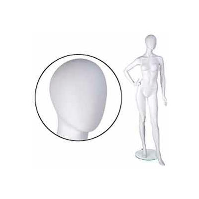 Fem. Mannequin - Oval head, Right Hand On Hip, Left Leg Forward - Cameo White