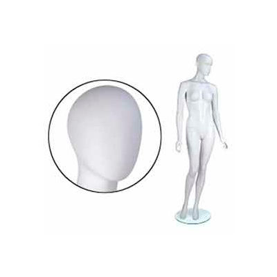 Fem. Mannequin - Oval head down, Arms by Side, Right Leg Forward - Cameo White