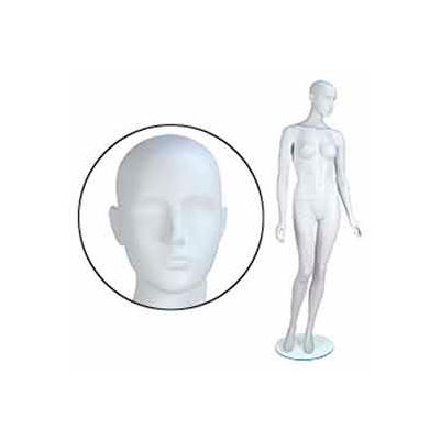 Fem. Mannequin - Abstr. head, Arms by Side, Right Leg Bent - Cameo White