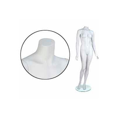 Fem. Mannequin - Headless, Arms by Side, Right Leg Bent - Cameo White