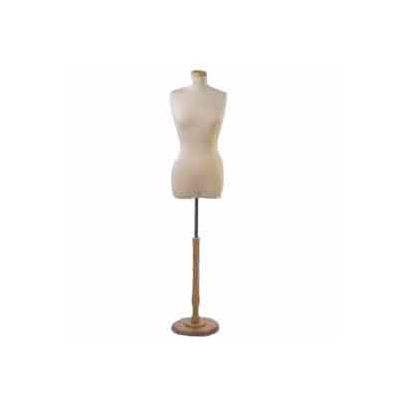 Female 3/4" Torso Form Tailor Bust , Neckblock & Base Included - Natural