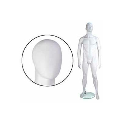 Male Mannequin - Oval Head, Arms by Side, Legs Bent - Cameo White