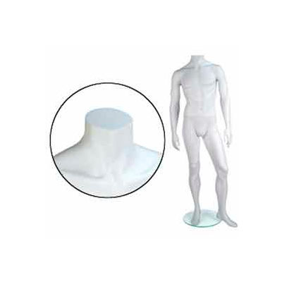 Male Mannequin - Headless, Arms by Side, Left Leg Forward - Cameo White