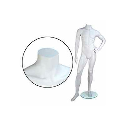 Male Mannequin - Headless, Left hand on Hip, Left Leg Forward - Cameo White