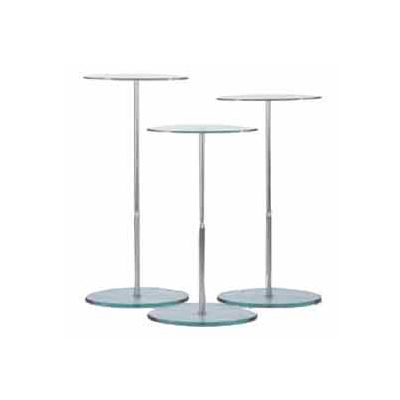 32"H to 48"H Adjustable Oval Glass Pedestal - Clear