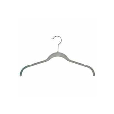 17" L Shirt And Blouse Hanger With Notches - Flocked Velvet Grey - Pkg Qty 50