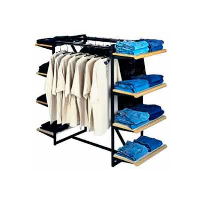 Double Hangrail Frame w/ 8-24" Grey Shelves 1" Square Tubing - Matte Black Frame