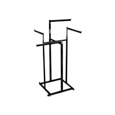 4-Way Hi-Capacity w/ Straight Arms (K80/MAB) Garment Rack - Rectangular Tubing - Matte Black