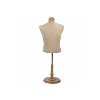 Male Shirt Form Tailor Bust, Neckblock and Base Included - Natural
