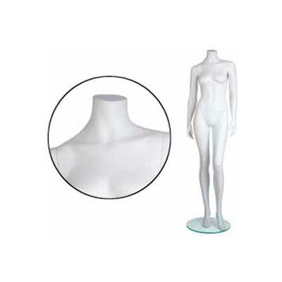 Female Mannequin - Headless, Hands by Side, Left Leg Bent - Cameo White