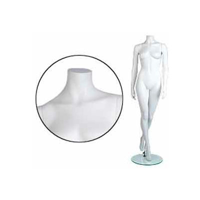 Female Mannequin - Headless, Hands by Side, Left Leg Back - Cameo White