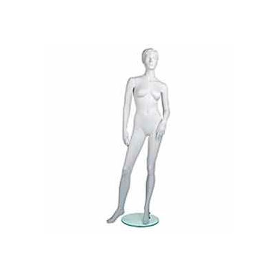 Female Mannequin - Molded Head, Left Arm Bent, Right Leg to Side - Cameo White