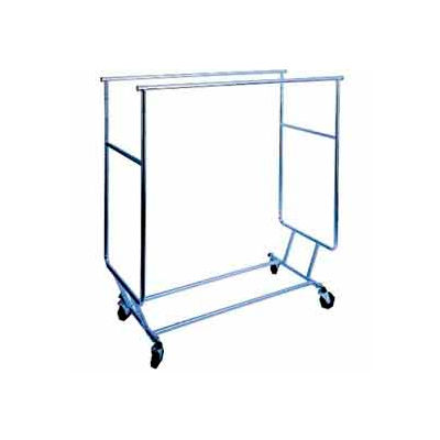 Collapsible Rolling Garment Rack RCS-3 w/ Double Rail Round Tubing - Chrome