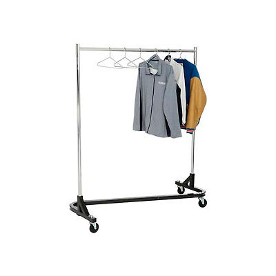 Rolling Z Rack - Heavy Duty Square Tubing (RZ/1) - Chrome Upright & Hangrail - Black Base