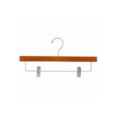 14" L Pant/Skirt W/ Satin Chrome Hooks And Bar W/ Clips - Matte Teak - Pkg Qty 100