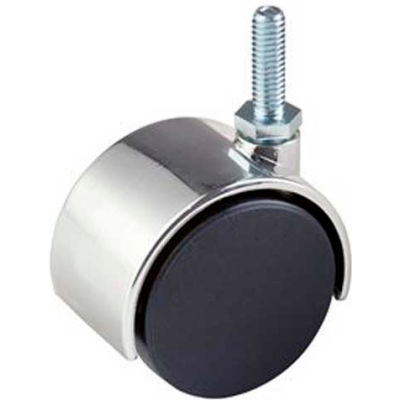 2" Plastic Twin Wheel Caster W/ 1" Stem - Chrome Hood Black - Pkg Qty 72
